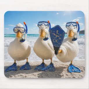Row of Ducks with Snorkelling Gear Mouse Pad
