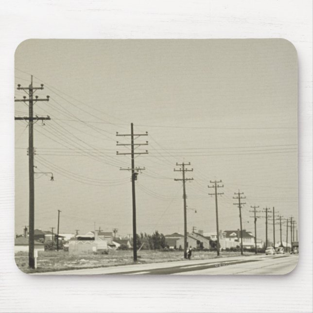 Row of Electricity Poles Mouse Pad (Front)