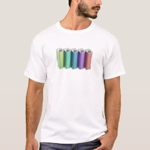 Row of five colourful square tin cans for motor oi T-Shirt