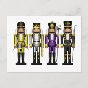Row of Five Non-Binary Pride Flag Nutcrackers Postcard