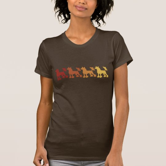 Row of four Cresteds, orange T-Shirt