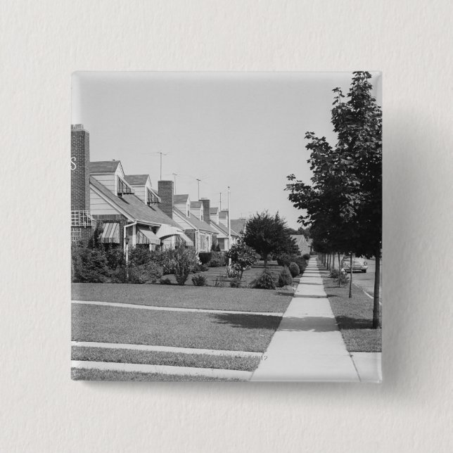 Row of Houses 2 Inch Square Button (Front)