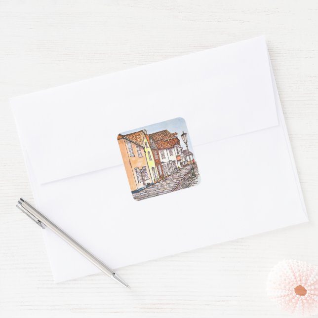 Row Of Houses Square Sticker (Envelope)