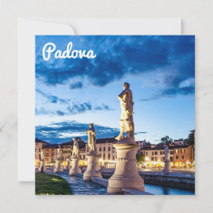 Row of illuminated statues in Padova