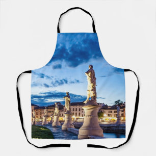 Row of illuminated statues in Padova Apron