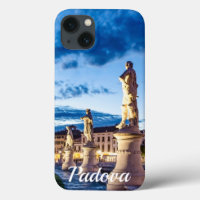 Row of illuminated statues in Padova