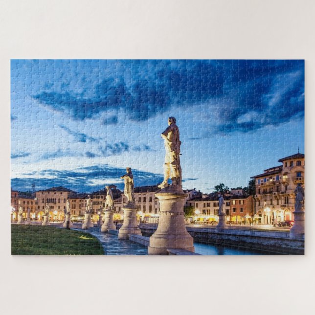Row of illuminated statues in Padova Jigsaw Puzzle (Horizontal)