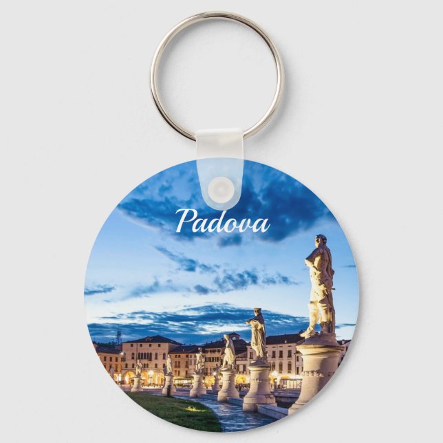 Row of illuminated statues in Padova Keychain (Front)