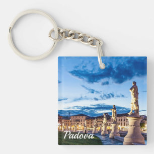 Row of illuminated statues in Padova Keychain