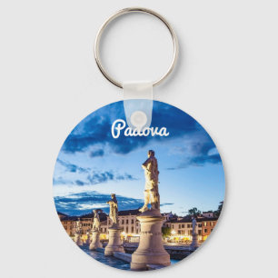 Row of illuminated statues in Padova Keychain