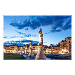 Row of illuminated statues in Padova Photo Print