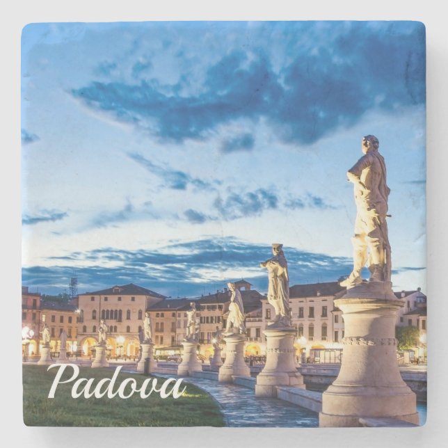 Row of illuminated statues in Padova Stone Coaster (Front)