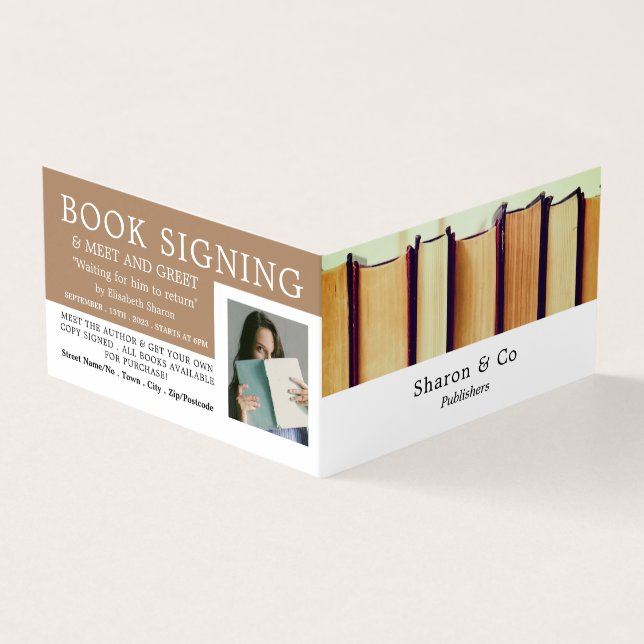 Row of Old Books, Publisher, Writer Book Signing Business Card (Outside)