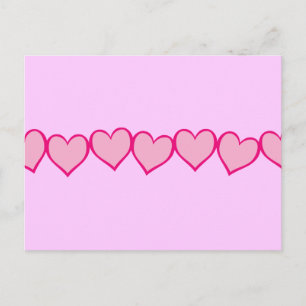 Row of Pink Hearts Postcard