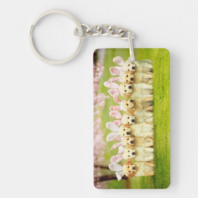 Row of Puppy Bunnies Keychain (Front)