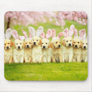 Row of Puppy Bunnies Mouse Pad