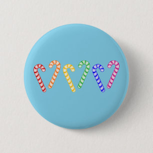 Row of Rainbow Candy Canes 2 Inch Round Button