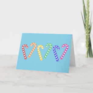 Row of Rainbow Candy Canes Holiday Card