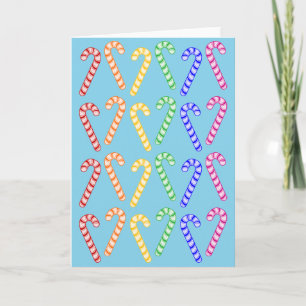Row of Rainbow Candy Canes Holiday Card