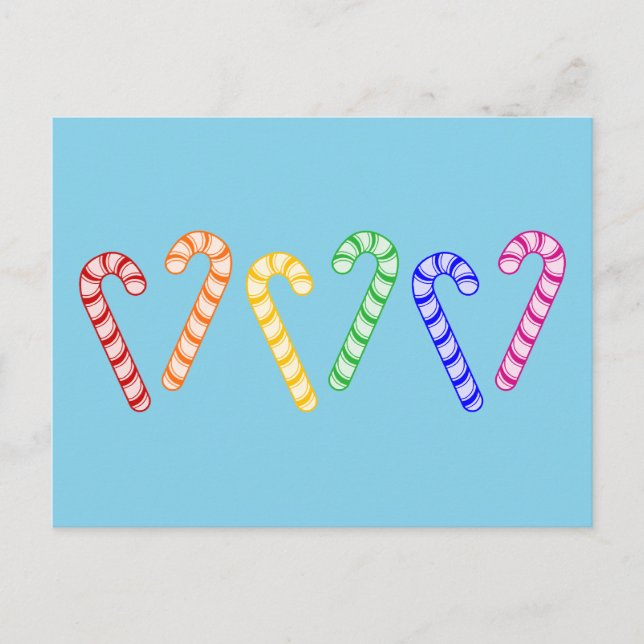 Row of Rainbow Candy Canes Postcard (Front)