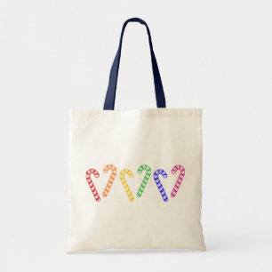 Row of Rainbow Candy Canes Tote Bag
