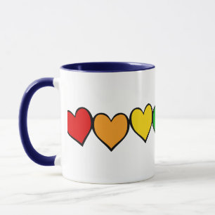 Row of Rainbow Hearts Mug