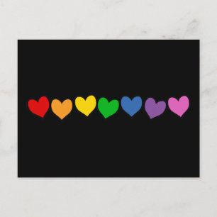 Row of Rainbow Hearts Postcard