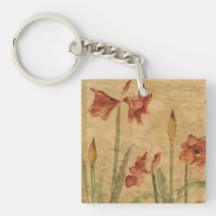 Row of Red Amaryllis Keychain
