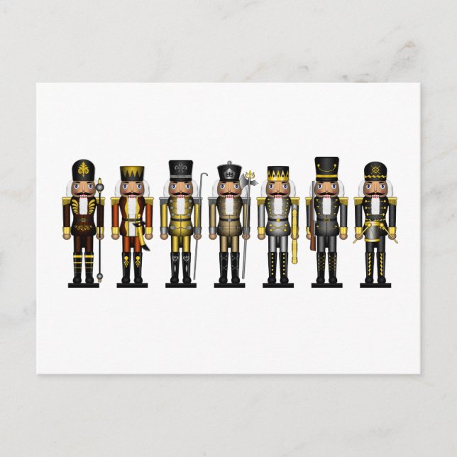 Row of Seven Gay Bear Pride Flag Nutcrackers Postcard (Front)