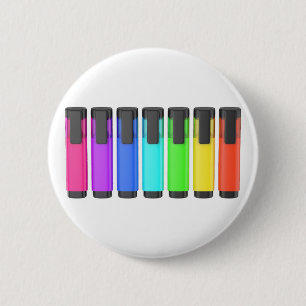 Row of seven highlighters in different colours 2 inch round button
