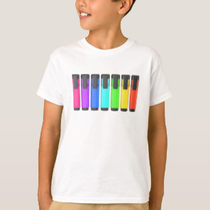 Row of seven highlighters in different colours T-Shirt