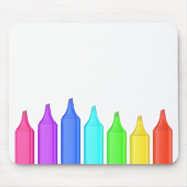 Row of seven markers in different colours mouse pad (Front)