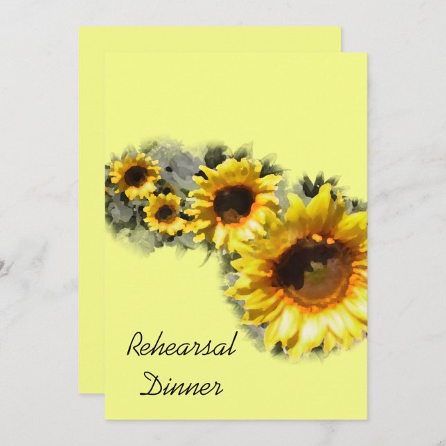 Row of Sunflowers Garden Wedding Rehearsal Dinner Invitation (Front/Back)