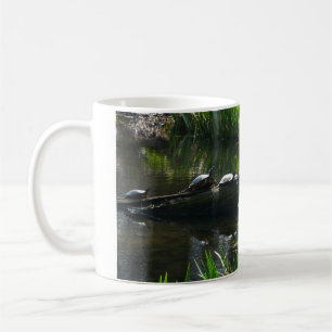 Row of Turtles Green Nature Photo Coffee Mug