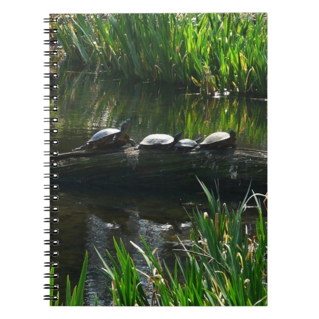 Row of Turtles Green Nature Photo Notebook (Front)