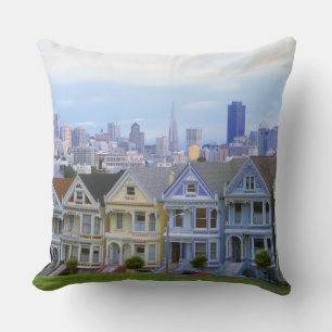 Row of Victorian Homes Throw Pillow