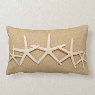 Row of White Starfish Lumbar Pillow