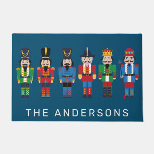Row of Wooden Nutcrackers Personalize Doormat