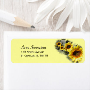 Row of Yellow Garden Sunflowers Return Address