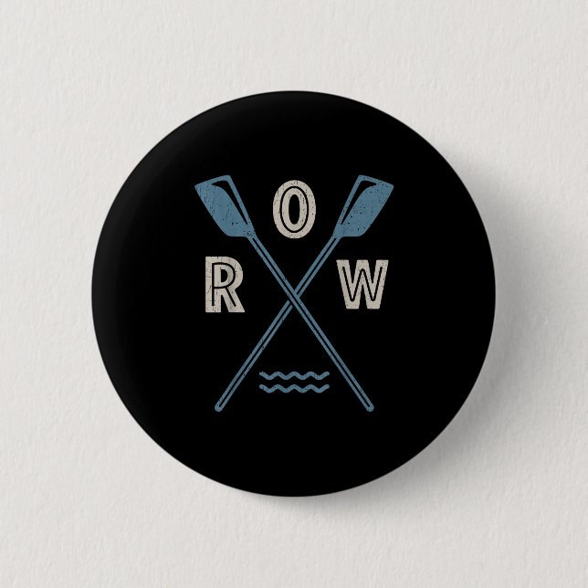 Row Rowing Crew Coxswain Rower Retro Boat Paddle S 2 Inch Round Button (Front)