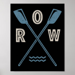 Row Rowing Crew Coxswain Rower Retro Boat Paddle S Poster