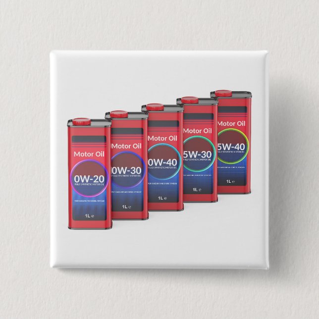 Row with different car motor oils 2 inch square button (Front)