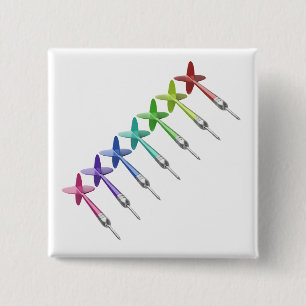 Row with different coloured darts 2 inch square button