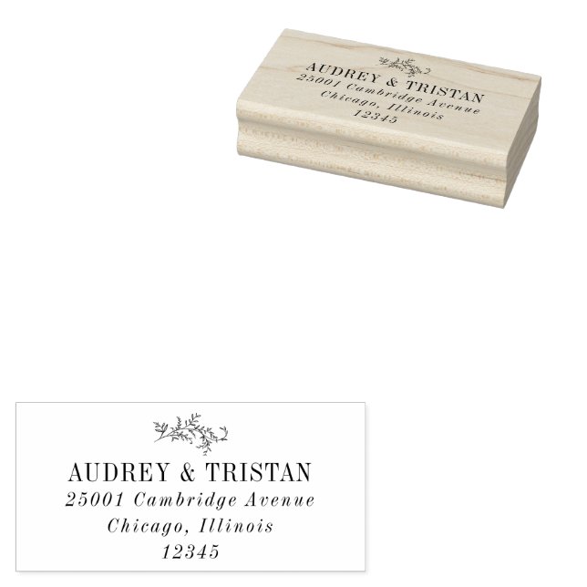ROWAN Botanical Return Address Rubber Stamp (Stamped)