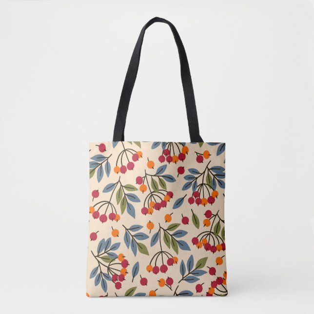 Rowan Branches: Textile Vintage Charm Tote Bag (Front)