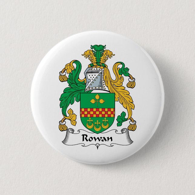 Rowan Family Crest 2 Inch Round Button (Front)