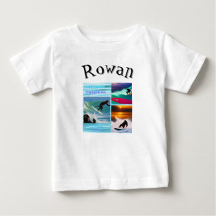 Rowan Name With Surfing Chimpanzees, Baby T-Shirt