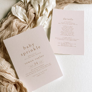 ROWAN Neutral Pink Gold Boho Simple Baby Sprinkle Invitation