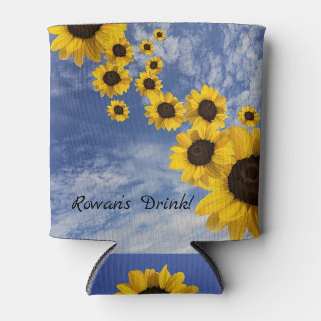Rowan’s Drink, sunflower and sky Can Cooler (Front)