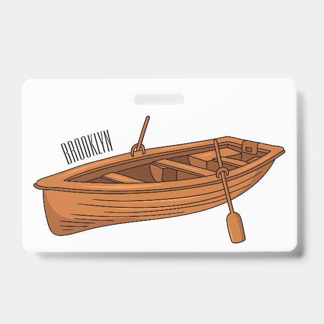 Rowboat cartoon illustration badge (Front)